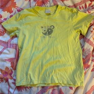 Teddy Fresh Lime Green Yin Yang Bear Rhinestone Baby Tee